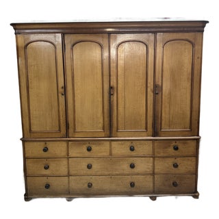1830 Monumental Housekeeper’s Cupboard. Quarter-Sawn European White Oak For Sale