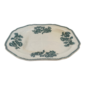 Large Green and White Spode Antique English Meat Platter