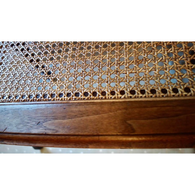 French 1960s Cane and Walnut Bench For Sale - Image 3 of 9