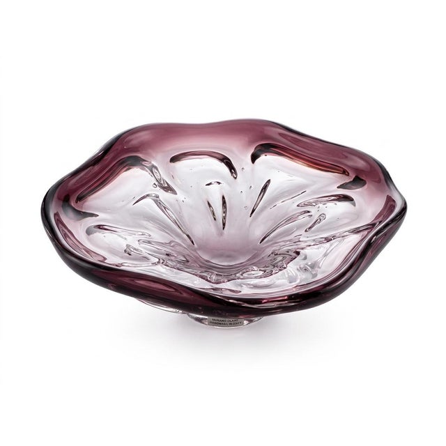 1970s Large Lilac and Clear Murano Glass Bowl, 1970s For Sale - Image 5 of 5