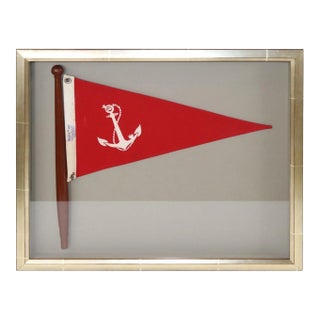 Framed Nautical Bow Pennant with Anchor For Sale