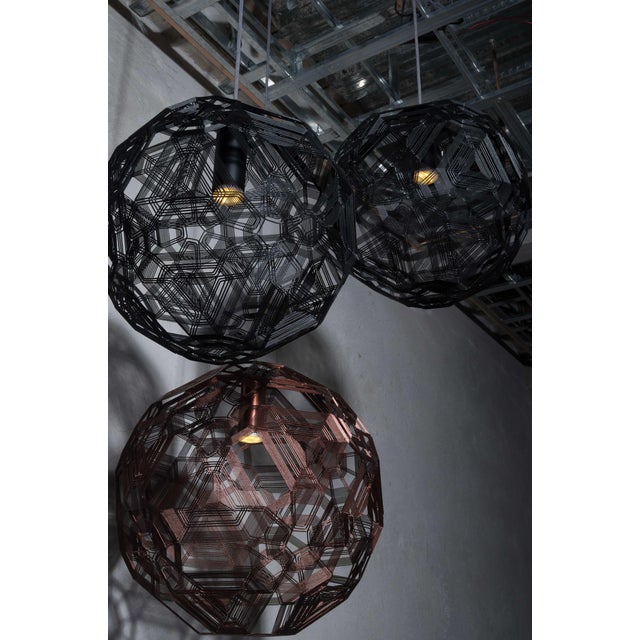 Contemporary Zattelite by Oggetti Galvanized Iron Pendant Light, Black For Sale - Image 3 of 5