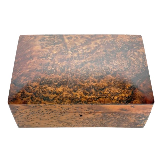 Large 20th Century Brown Burl Wood Box, France For Sale