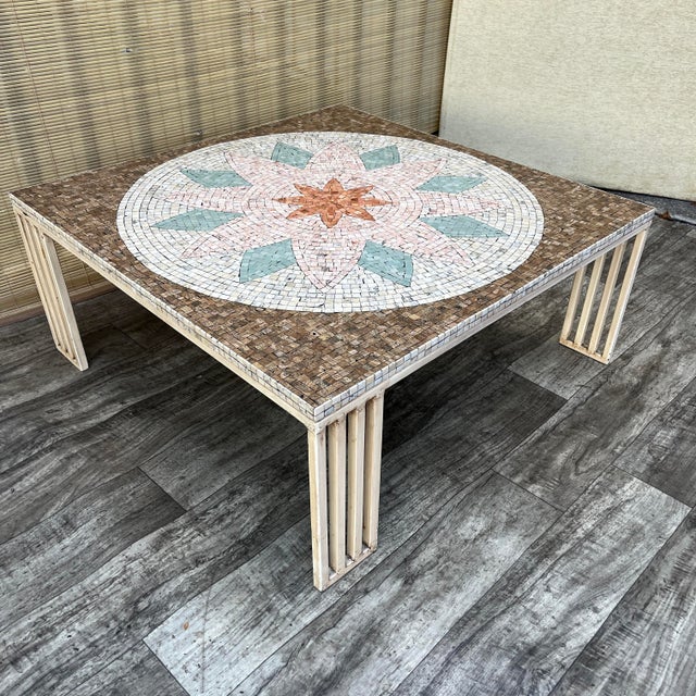1980s Postmodern Modern Mosaic Top Coffee Table. Circa 1980s For Sale - Image 5 of 18