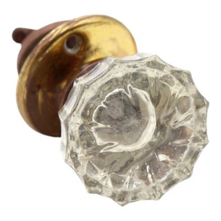 Vintage Clear Fluted Glass Closet Door Knob Set For Sale