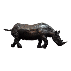 Dominik Albinski, Polish Modernist Charging Rhino Bronze Expressionist Rhinoceros Sculpture