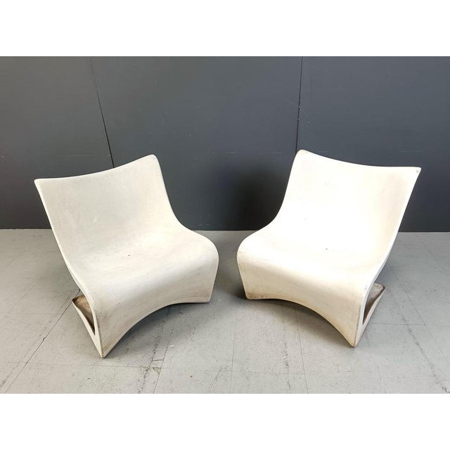 White Silène Lounge Chairs by M Borgnat for Clairitex, 1960s, Set of 2 For Sale - Image 8 of 10