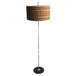 Mid-Century Floor Lamp with Wooden Shade, 1950s For Sale