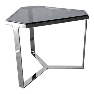 Donghia Kravet Forma Table in Polished Chrome and Smoked Glass - 6 Available For Sale