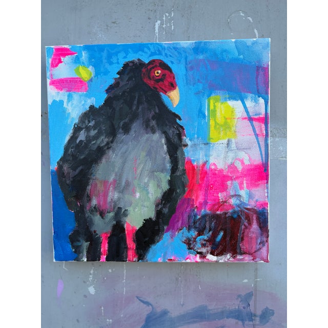 This 12 x 12 inch gallery wrapped original acrylic painting is painted with economic brushstrokes with bright pop colors....