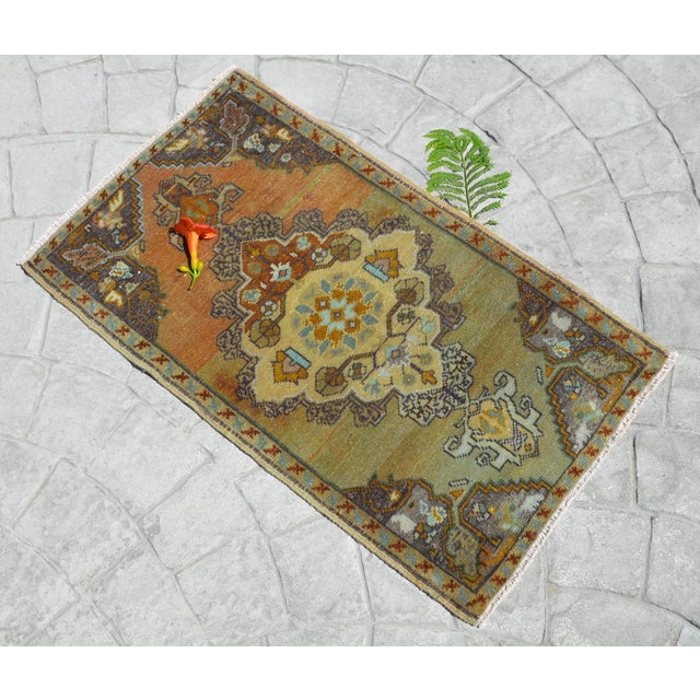 Front Of Bath Kitchen Rug Hand Made Bathroom Mat Faded Mini Rugs 1 7 X 2 8 Chairish