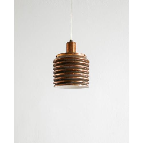 A rare and decorative swedish mid century "t-642" ceiling pendant lamp in beautifully patinated copper designed by hans-...
