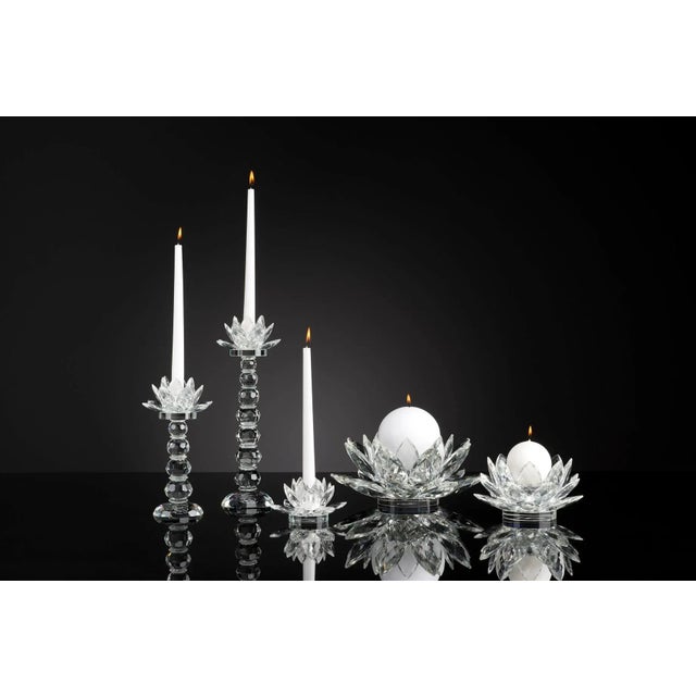Contemporary Large Lotus Stem Candleholder in Crystal Transparent from VGnewtrend For Sale - Image 3 of 4