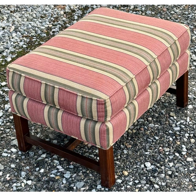 Late 20th Century Pennsylvania House Wingback Chair With Ottoman For Sale - Image 11 of 12