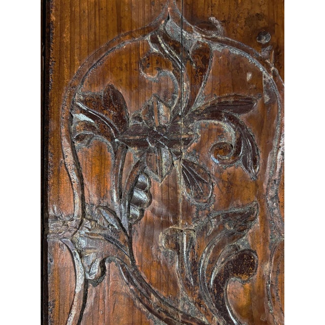 Late 20th Century Antique Chinoiserie Wooden Wall Hanging Panel 49.5" H For Sale - Image 5 of 8