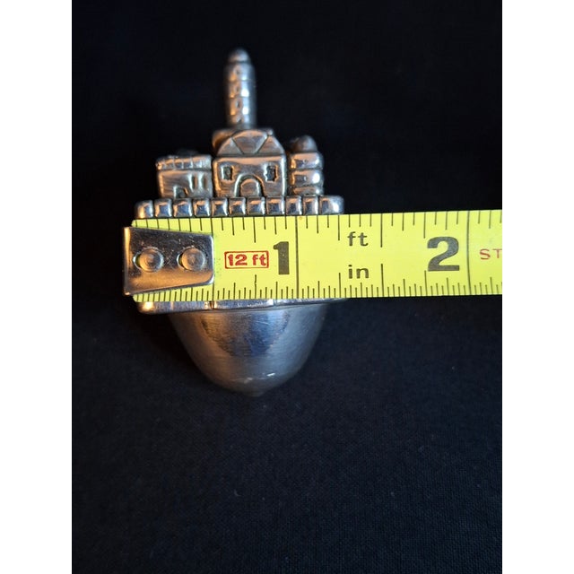 Modern Vintage Sterling Silver 925 Jerusalem Cityscape Dreidel Sevivon Judaica 40g For Sale - Image 3 of 15