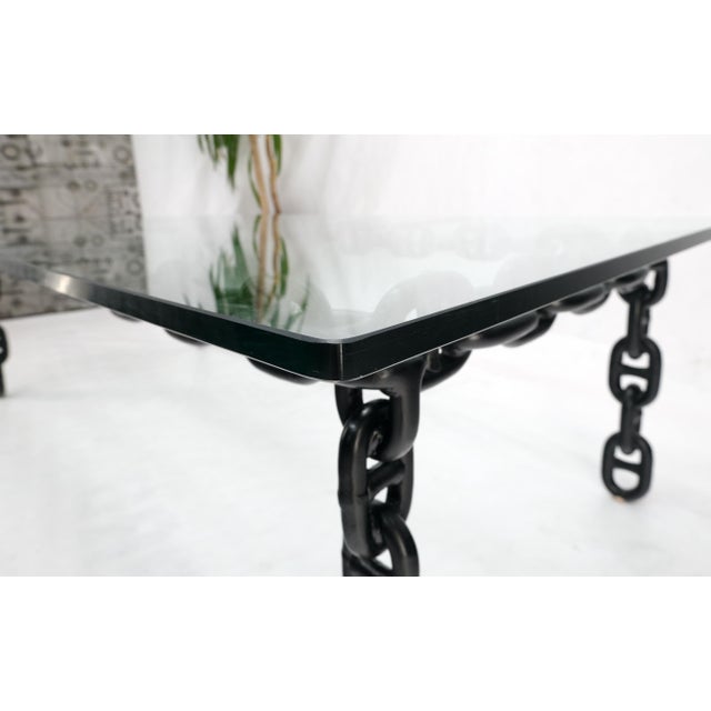 Mid 20th Century Large Oversize Fused Marine Chain Base Rectangle Coffee Table Thick Glass Top For Sale - Image 14 of 15