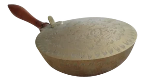 Vintage Brass Lidded and Wood Handle Pan