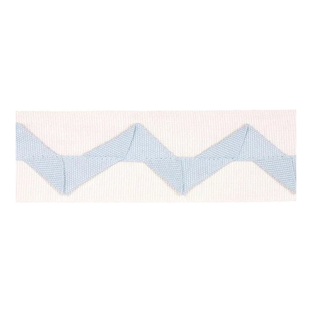 Sample - Schumacher Lazare Applique Tape in Sky on Ivory For Sale