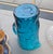 Contemporary Vintage Peacock Blue Crackle Glass Pitcher For Sale - Image 3 of 6