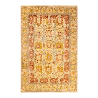 Mogul, One-of-a-Kind Hand-Knotted Area Rug in Ivory, 6' 0" x 9' 1" For Sale