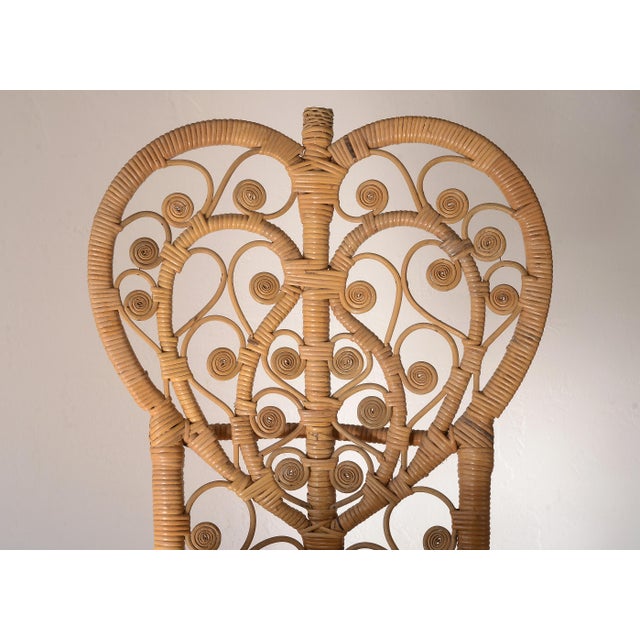 Vintage 1970s Boho Bamboo & Rattan Heart Back Chair For Sale - Image 10 of 17