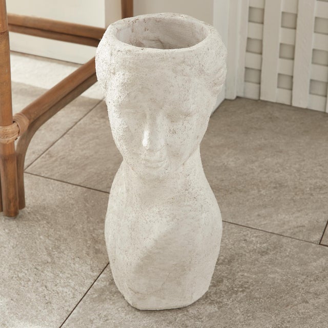 Contemporary Weathered Garden Female Bust Planter For Sale - Image 3 of 12