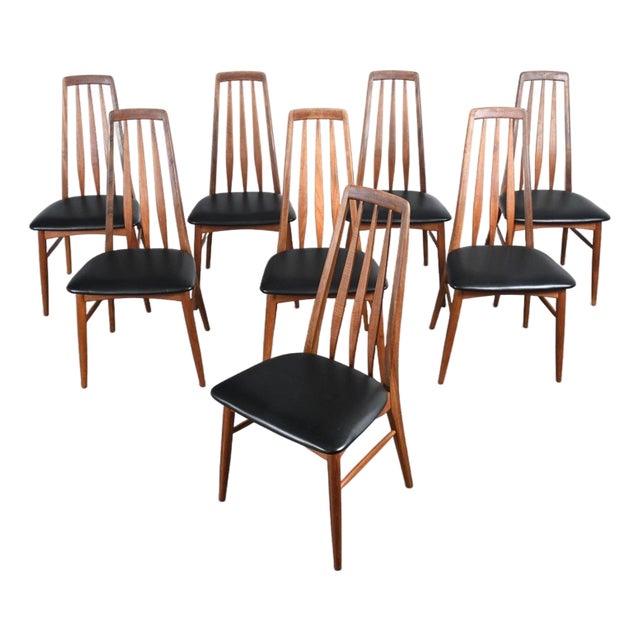 Mid 20th Century Set of Eight Nils Koefoed "Eva" Highback Dining Chairs in Teak For Sale