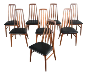 Mid 20th Century Set of Eight Nils Koefoed "Eva" Highback Dining Chairs in Teak