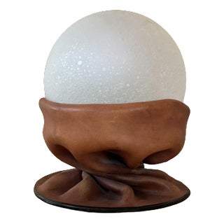 Table Lamp in Leather and Frosted Glass from Nova Tecno, Italy, 1970s For Sale