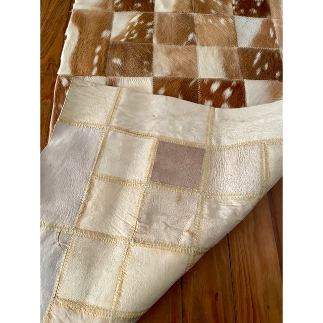 Extra-Long Patchwork of Axis Deer Hair-on Hide Table Runner For Sale - Image 12 of 12