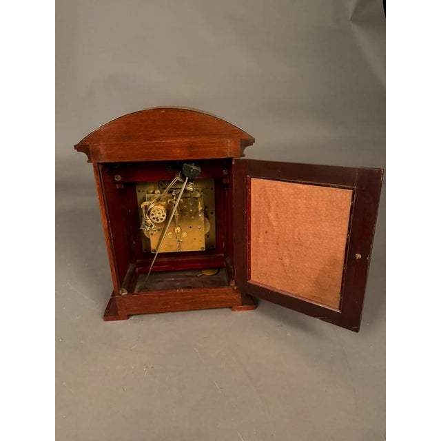Wood Gustav Becker German Mahogany Bracket Clock With Time, Strike & Chime, Circa 1920 For Sale - Image 7 of 16