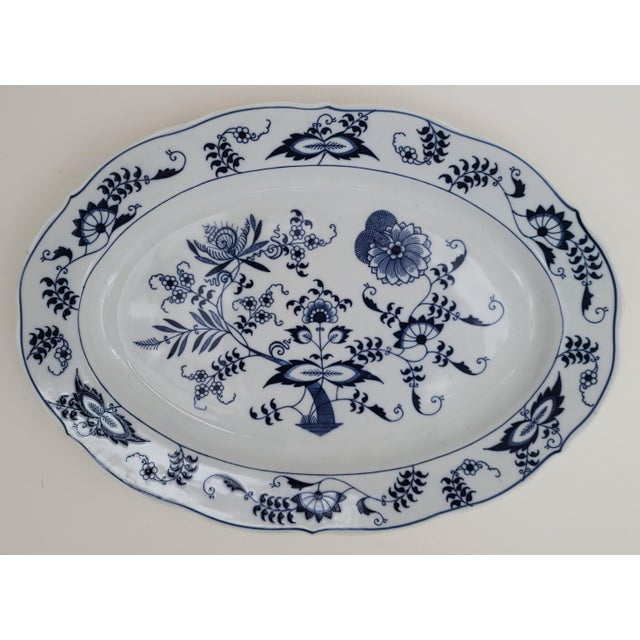 Mid-Century Modern Large Vintage Mid-Century Blue & White Meissen Style Blue Danube Serving Platter For Sale - Image 3 of 10