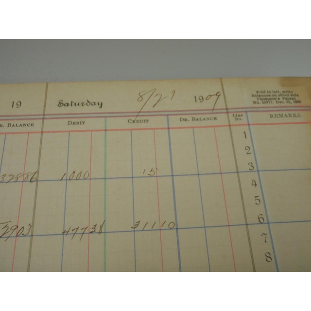 Antique Extra Large Leather General Bank Ledger Farmville Nc 1909 For Sale - Image 11 of 16