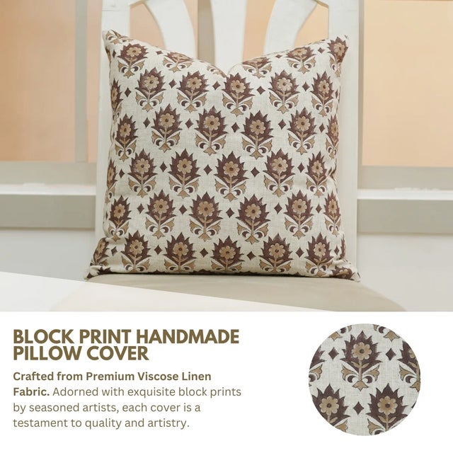 Bring a touch of botanical beauty into your home with the Kusum cushion cover, featuring delicate hand block printed...