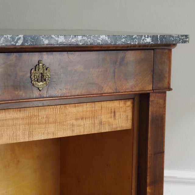 Brown Louis Philippe Secretary in Walnut with Marble Top and Secret Compartments For Sale - Image 8 of 18