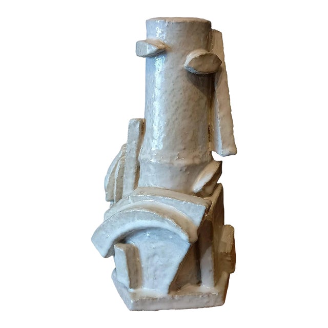 Contemporary Cubist Sculpture Ceramic Vase For Sale