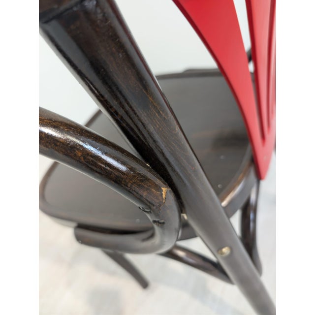 25 Armchair in Beech with Red Fan from Ton, 1965 For Sale - Image 9 of 14