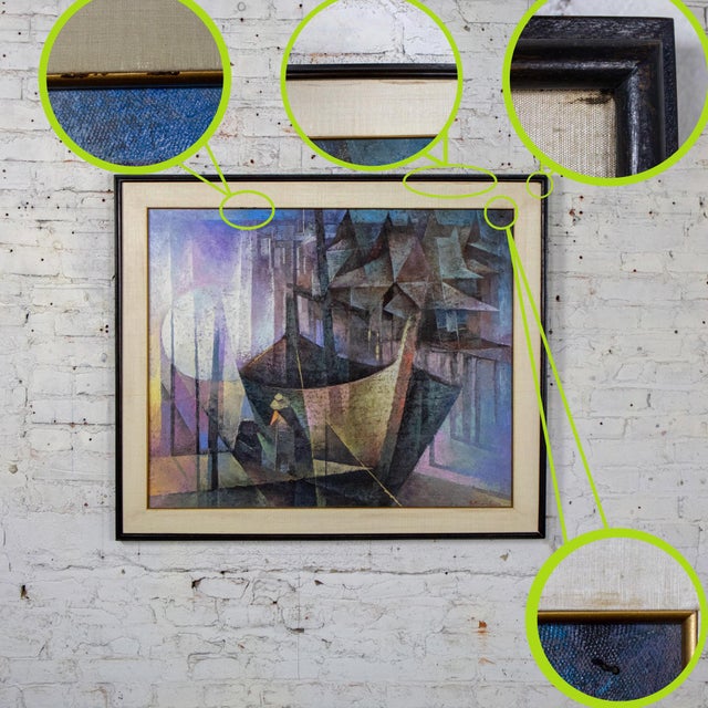 Mid to Late 20th Century Abstract Large Oil Painting or Wall Art Signed by Artist S. Khan Boon For Sale - Image 16 of 18