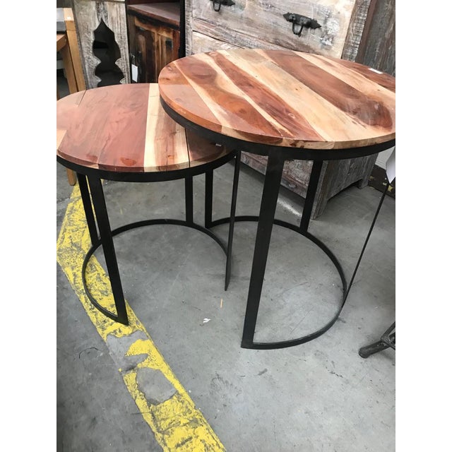 Jackson Wood and Iron Round Nesting Tables Set of 2 Chairish