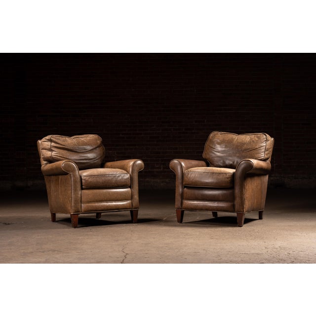 Traditional Pair of Vintage Leather Club Lounge Chairs For Sale - Image 3 of 8