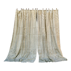 Fortuny Ashanti Gold and Ivory Vintage Curtain - Drapes a Pair