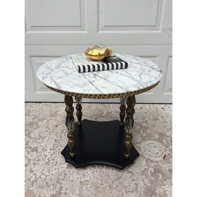 Vintage Palm Beach Style Marble Top Accent Table For Sale - Image 11 of 11