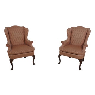 Pair Hickory Chair Co Queen Anne Wing Chairs For Sale