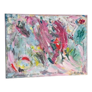 Abstract Mixed Media on Canvas Deep Purple Boca by Elia For Sale