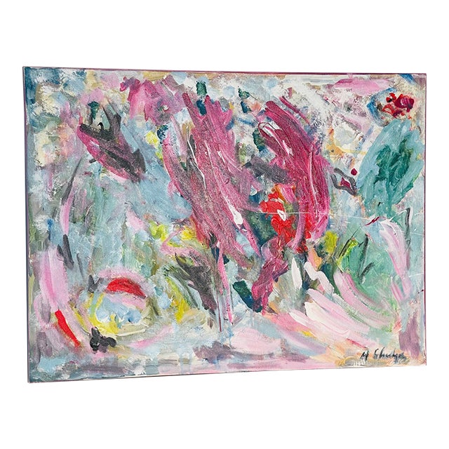 Abstract Mixed Media on Canvas Deep Purple Boca by Elia For Sale