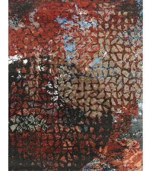 Handwoven Rust/Multi Modern Wool and Silk Area Rug 8'1" X 10'2"