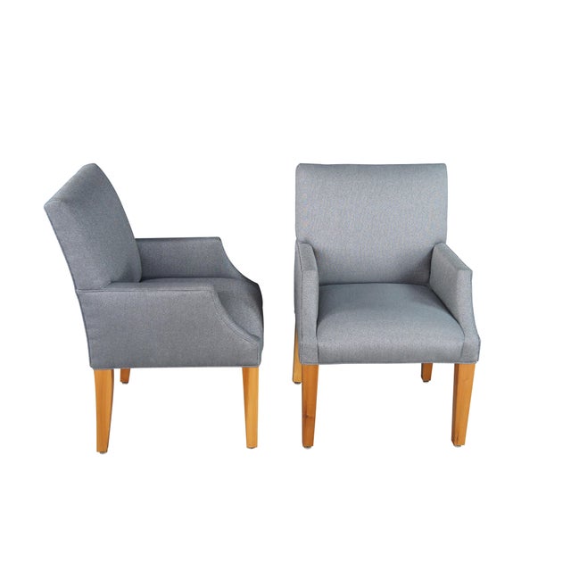 Modern 4 Ralph Lauren Traditional Ash Grey Lauren Studio Modern Dining Game Arm Chairs For Sale - Image 3 of 11
