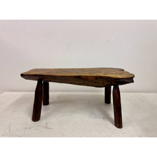 Brown Rustic Wabi Sabi Elm Coffee Table with Dot Details, 1960s For Sale - Image 8 of 17