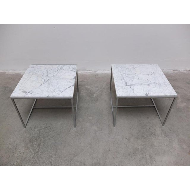 Carrara Marble and Chrome Coffee Tables, 1970s, Set of 2 For Sale - Image 4 of 18